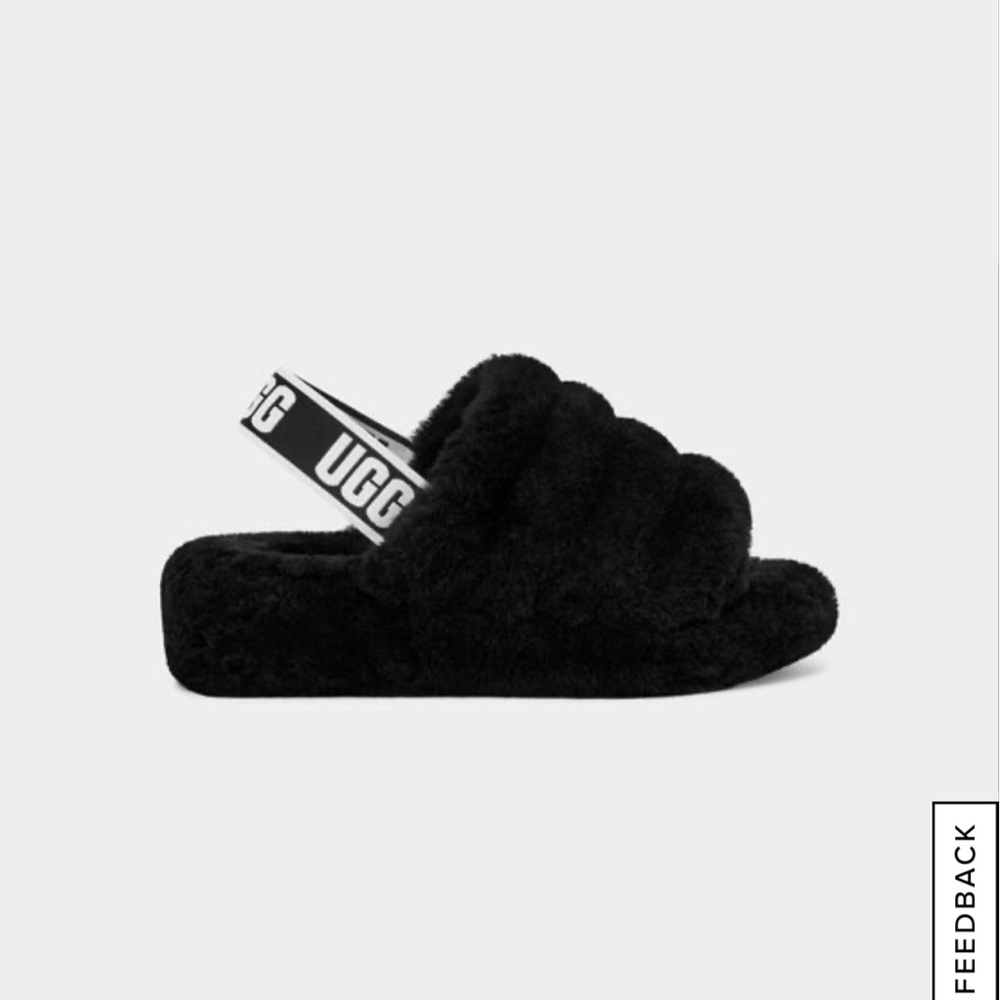 UGG Black Fluff Yeah size 8 slippers *NWOT*